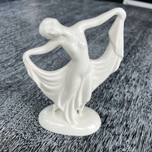 Art Deco 8" Tall Excellent White Porcelain Woman Dancer Figurine "Perfect"